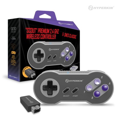 Controlador inal&aacute;mbrico "Scout" Premium 2.4 GHz para SNES Classic Edition / NES Classic Edition - Hyperkin Gris-Negro