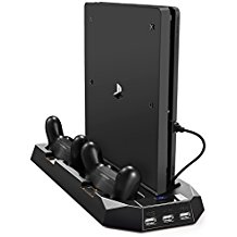 Base Multifuncional 3 en 1 para PS4 slim y Pro y PS4. Negro