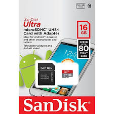 Micro SDHC 16GB Sandisk Ultra Clase 10 Negro