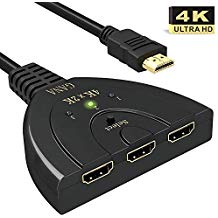 Interruptor HDMI de 3 puertos 4K Negro