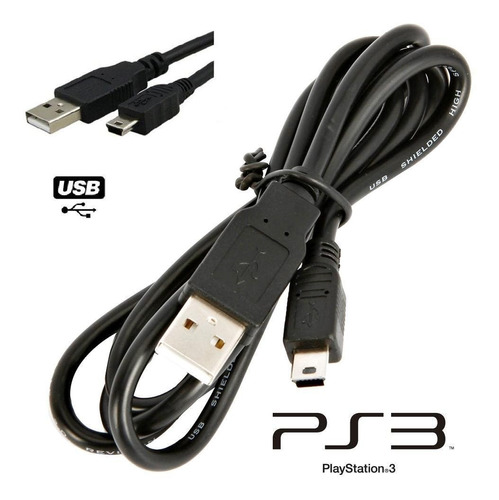 Cable de carga para Control PS3/ PSP/PC Bolsa NEGRO
