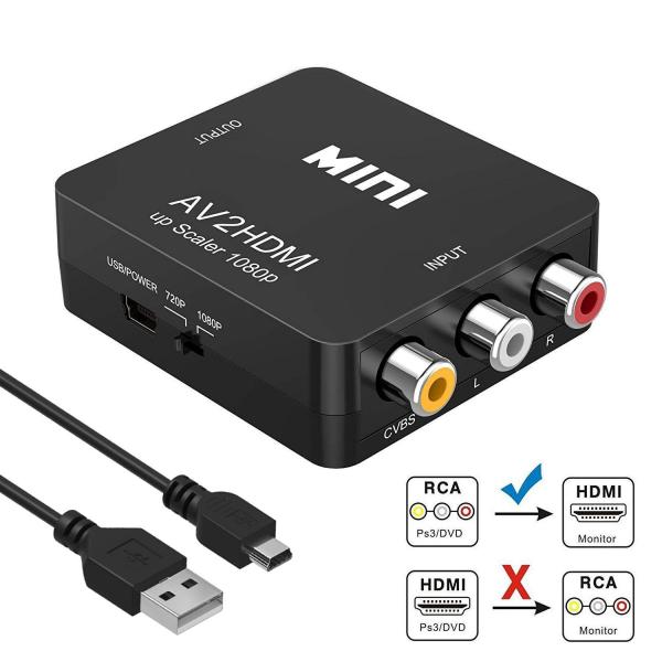 Convertidor AV (audio y video ) a  HDMI Negro