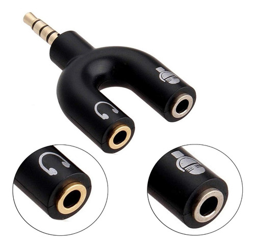 Adaptador Ficha 3.5 a 2 Hembras 3.5 mm Negro