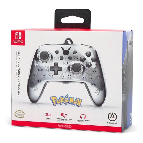 Control Switch powerA Wired Controller  *Pokemon* Gris Plateado