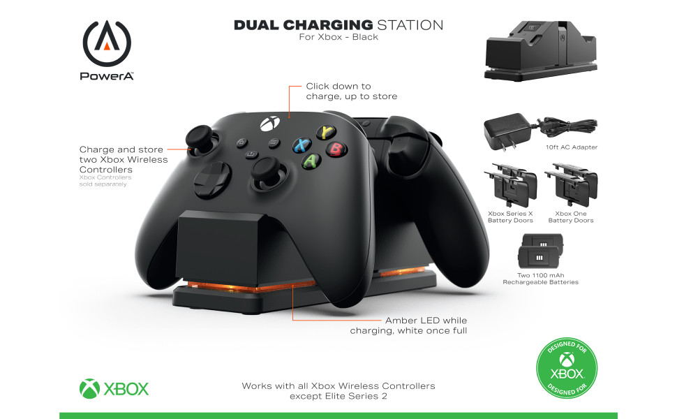 Power A Base Doble para cargar controles Xbox One/Series Negro