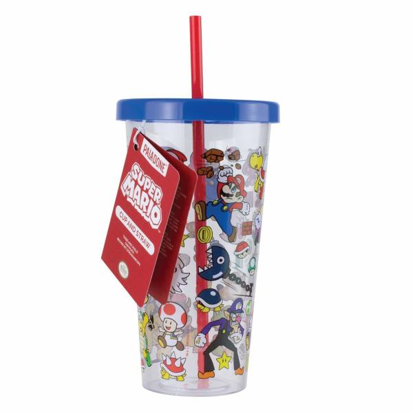 Vaso con pajilla Super mario PALADONE azul