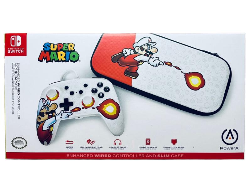 Control Switch powerA Wired Controller  + estuche slim case *Super Mario*