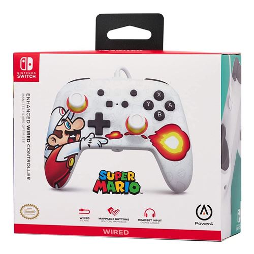 Control Switch powerA Wired Controller  *Fireball Mario* Blanco-rojo