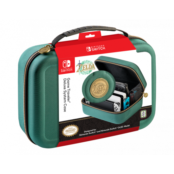 NS Game Traveler Deluxe Sistem Case Switch ZELDA TOTK Verde-Dorado