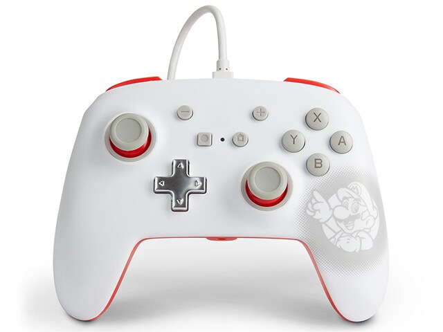Control Switch powerA Wired Controller  Mario Blanco-Gris-Rojo