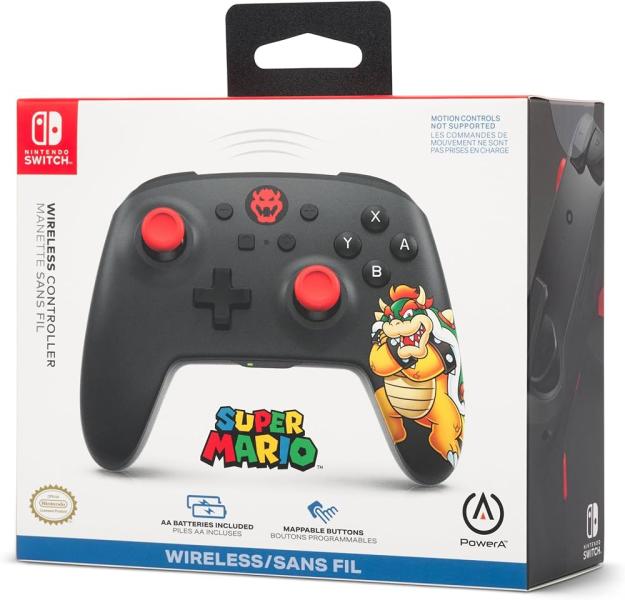 Control Nintendo Switch Wireless Power A Mario (Bowser) Negro/Rojo