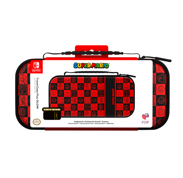 NS Estuche Travel Case Plus GLOW Super Mario Rojo/Negro