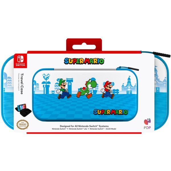 NS Estuche Travel Case Super Mario Celeste/Blanco
