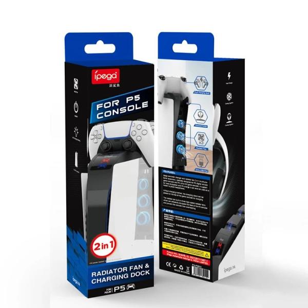 PS5 FAT Cooling  Radiator Fan & Charging Dock   PG-P5015 Blanco